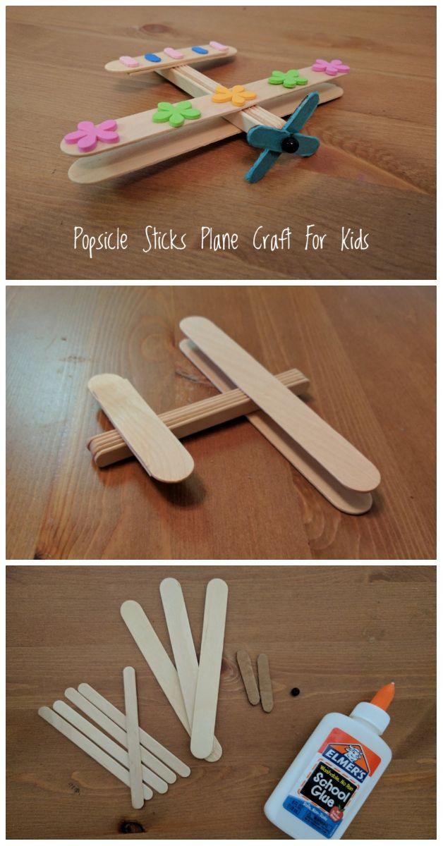 Making-craft-airplanes-with-popsicle-sticks